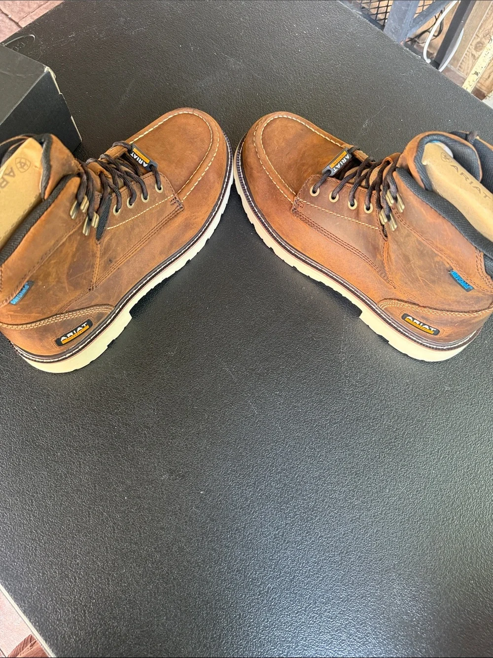 Ariat Brown Leather Men's Rebar Lace-Up Work Boots Size 11 Wide NWT
